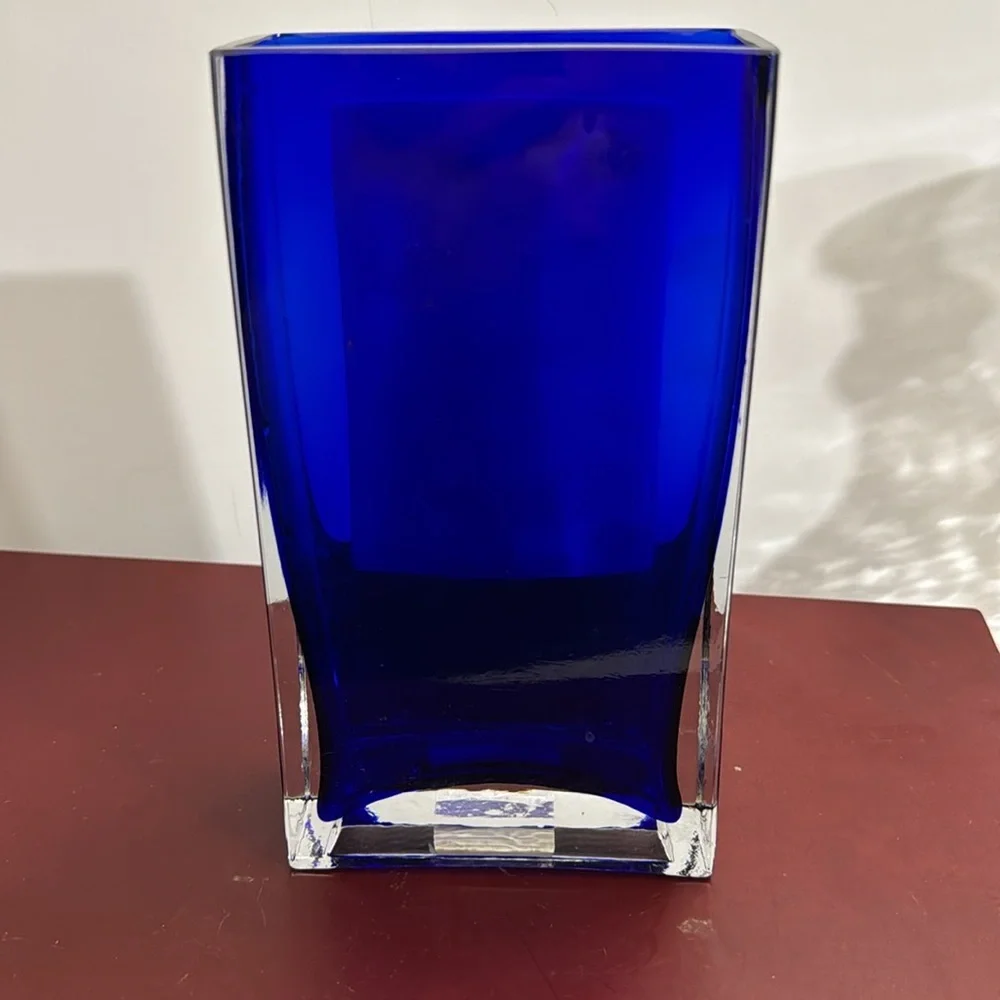 Beames Designs Cobalt Blue Art Glass Vase w/Fused White Panel “I Am My Beloved's